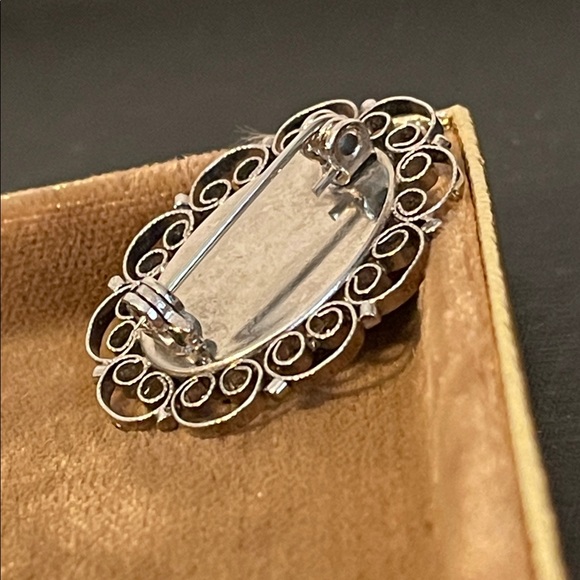 Vintage Italian Micro Mosaic Floral Filigree Framed Brooch - Picture 6 of 6